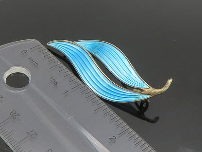 AKSEL HOLMSEN NORWAY 925 Silver  Vintage Guilloche Enamel Brooch Pin  BP9509