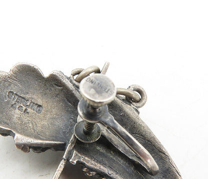 925 Sterling Silver Vintage Antique Dagger Chain Non Pierce Earrings EG4500
