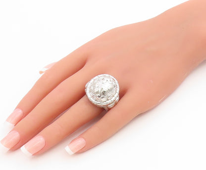 925 Sterling Silver Vintage Ring Modernist Engraved Floral Band  Sz 8.5  RG36204