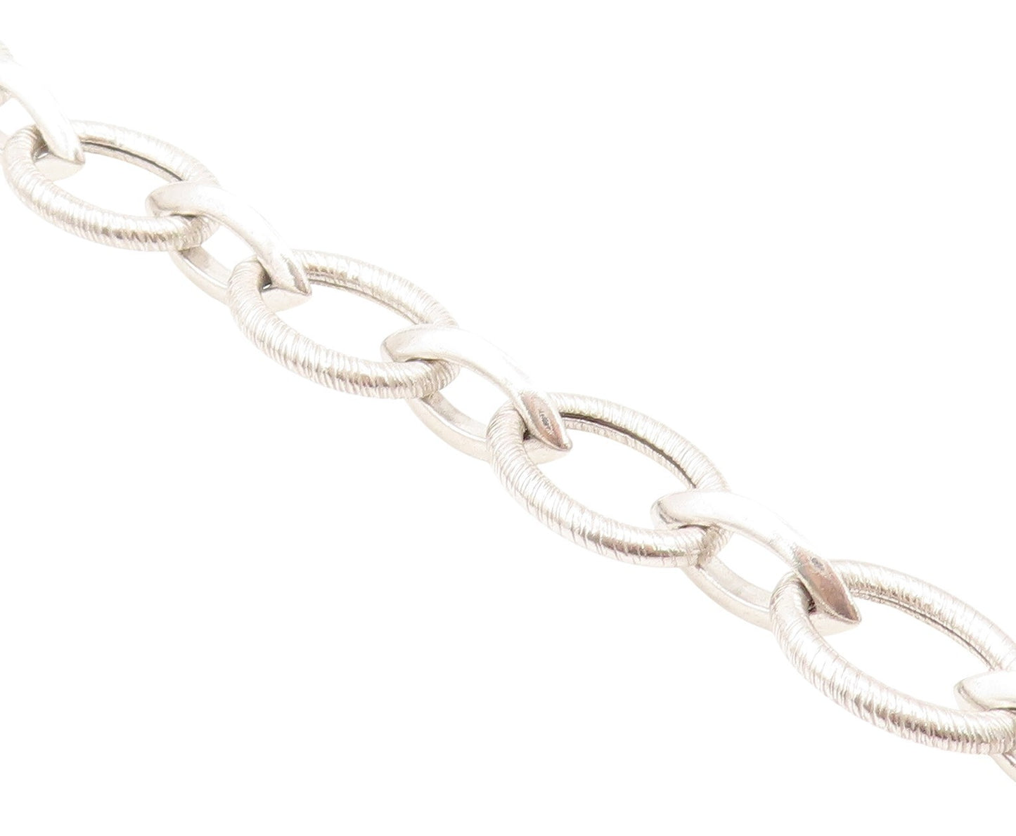 925 Sterling Silver Vintage Bracelet Eye Shape cutout & Linked Rings  BT11134