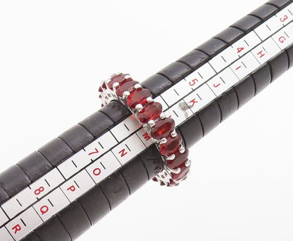 925 Sterling Silver Vintage Ring Minimalist Oval Garnet 360 Band Sz 6  RG30709