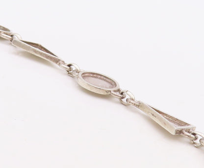 925 Sterling Silver Vintage Necklace Circular & Triangular Cutout Chain  NE4339
