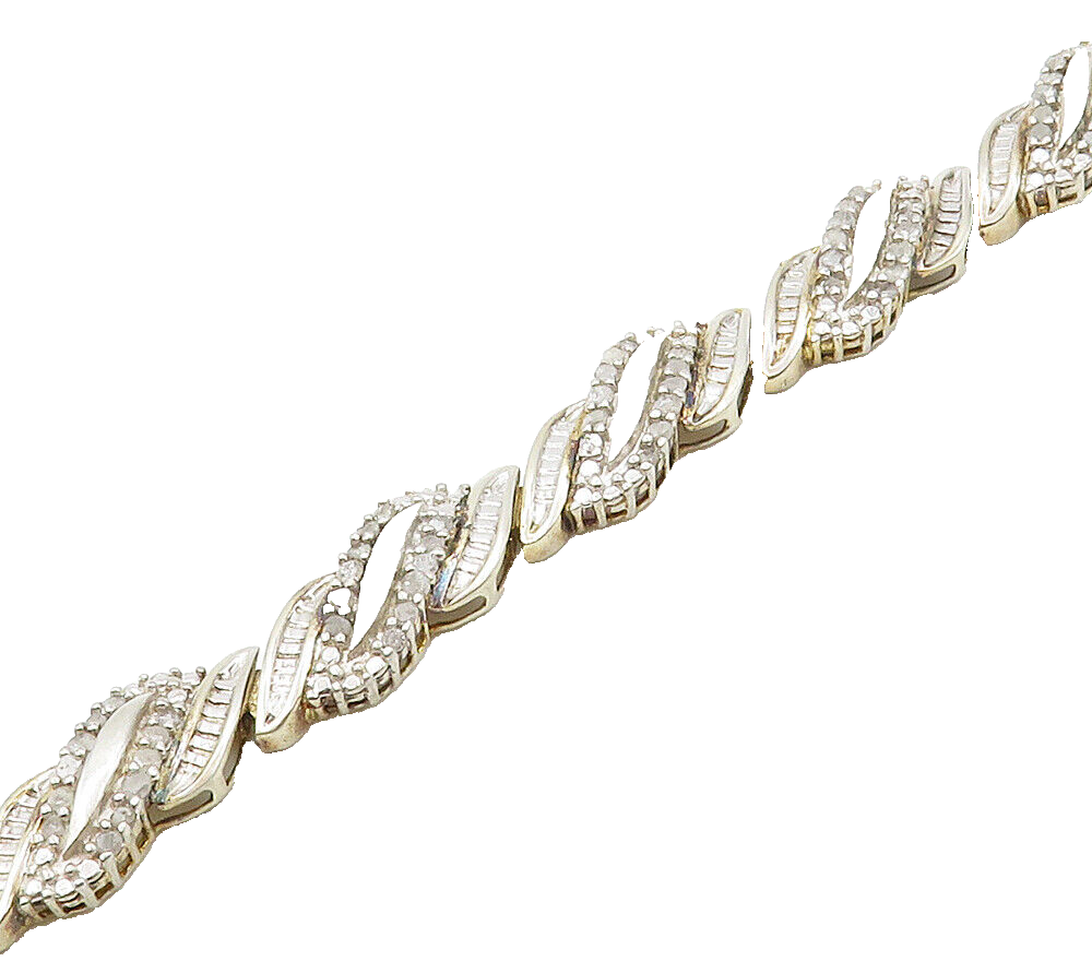 925 Sterling Silver  Shiny Genuine Diamonds Hinge Link Chain Bracelet  BT6283