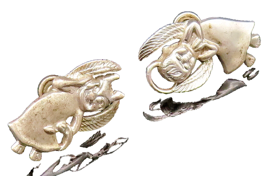 925 Sterling Silver Vintage Praying Angel Evil Devil Screw Back Earrings EG12160