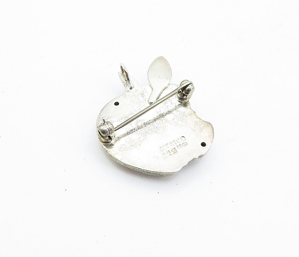 MEXICO 925 Sterling Silver  Vintage Shiny Bitten Apple Brooch Pin  BP1825