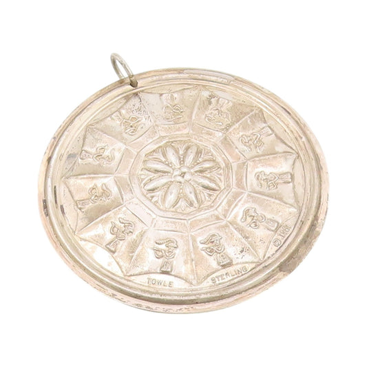925 Sterling Silver Vintage Pendant TOWLE Eleven Pipers Piping Carved  PT24251
