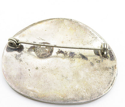 USV MEXICO 925 Silver  Vintage Turquoise Two Tone Pattern Brooch Pin  BP2819