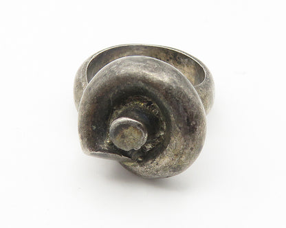 SPAIN 925 Sterling Silver  Vintage Dark Tone Sculpted Band Ring Sz 6  RG10693