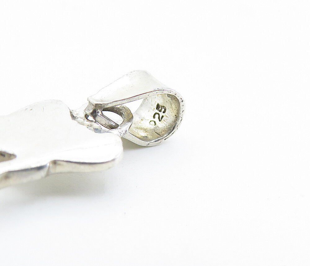 925 Sterling Silver  Vintage Shiny Figure Holding Love Heart Pendant  PT5247