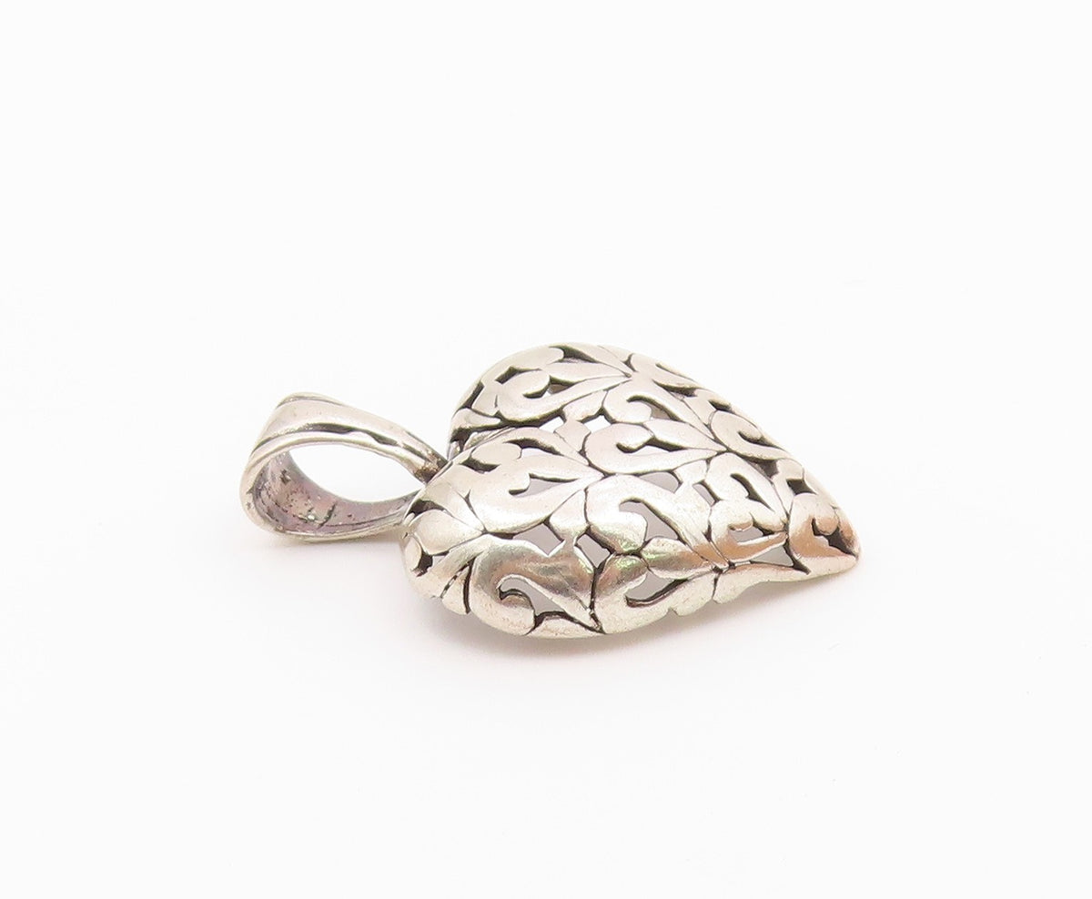 JEZLAINE 925 Sterling Silver  Vintage Swirl Love Heart Dome Pendant  PT17044