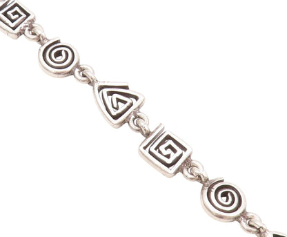 925 Sterling Silver Vintage Bracelet Spiral Square & Triangle Maze Cut  BT11119