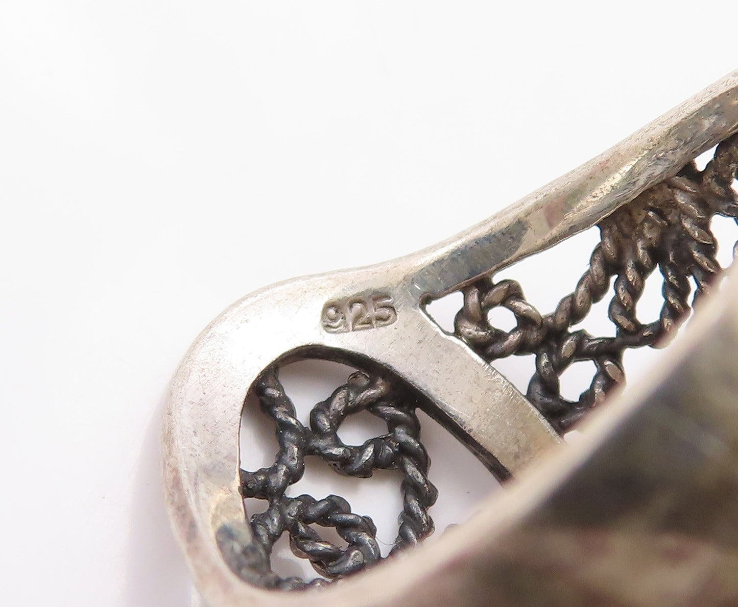 925 Sterling Silver Vintage Ring Openwork Twisted Rope Scroll Band Sz 7 RG36002