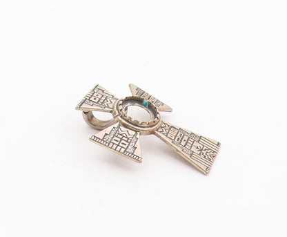 CAROLYN POLLACK 925 Silver  Vintage Etched Detail Cross Motif Pendant  PT20127