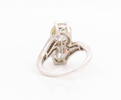 925 Sterling Silver Vintage Ring Modernist Bypass Topaz Design  Sz 9  RG33149