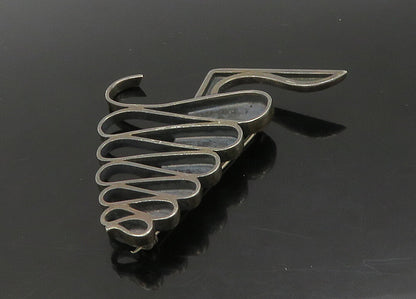 925 Sterling Silver  Vintage Modernist Swirl Dark Tone Brooch Pin  BP8954