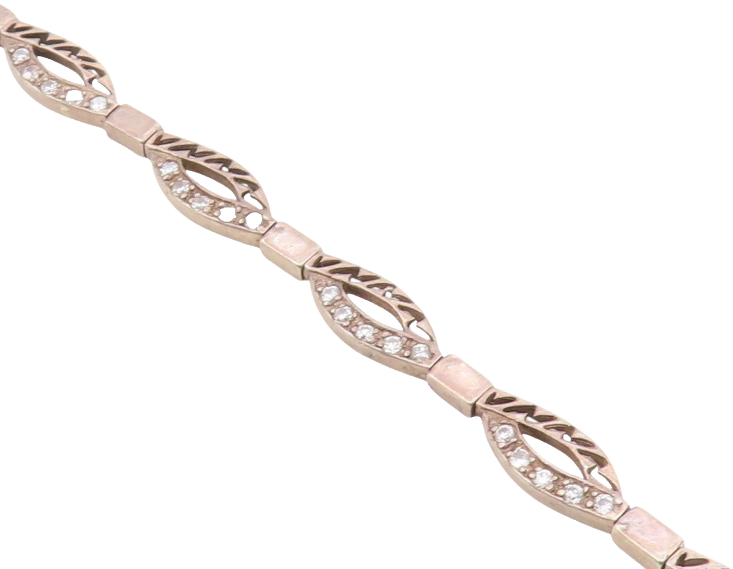 925 Sterling Silver  Vintage Topaz Cutout Detail Hinge Chain Bracelet  BT7724
