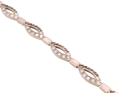 925 Sterling Silver  Vintage Topaz Cutout Detail Hinge Chain Bracelet  BT7724
