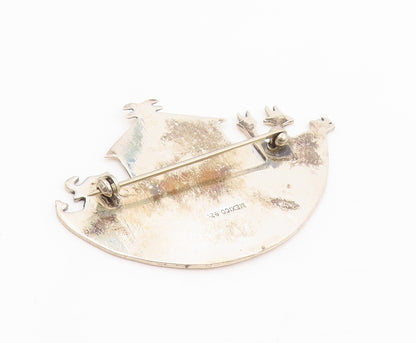 925 Sterling Silver Vintage Brooch Pin MEXICO Noah's Ark Animal Figure  BP12498