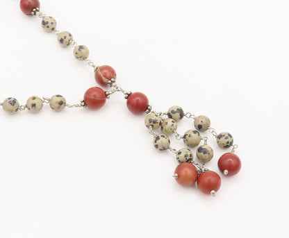925 Sterling Silver  Vintage Minimalist Two Tone Beaded Chain Necklace  NE4081
