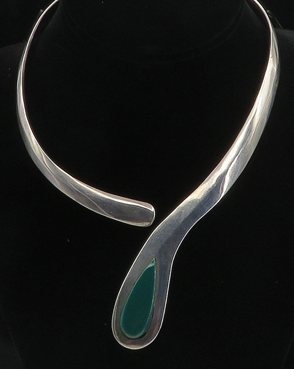 JQM MEXICO 925 Sterling Silver Vintage Gemstone Solid Collar Necklace NE1620
