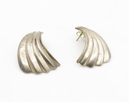925 Sterling Silver  Vintage Dark Tone Fluted Wing Design Drop Earrings EG5471