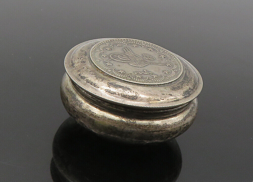 ISRAEL 925 Sterling Silver  Vintage Oxidized Star Pattern Container  TR3005