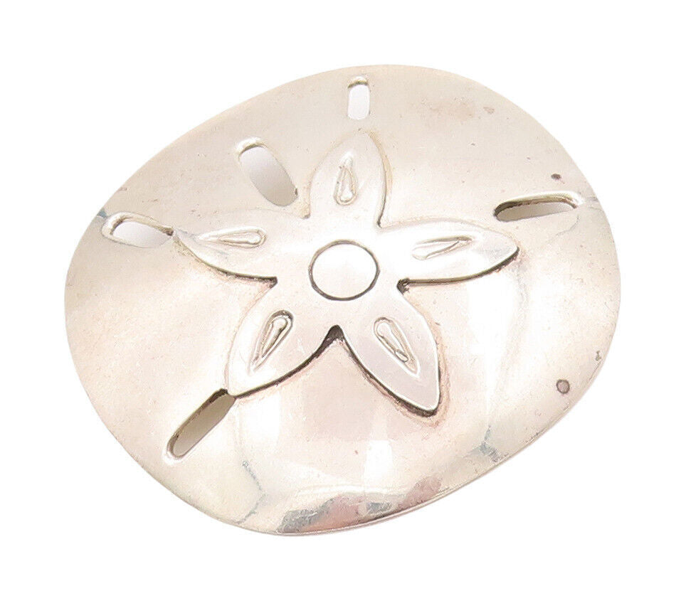 925 Sterling Silver Vintage Brooch Pin MEXICO Floral Carved Shield  BP10843