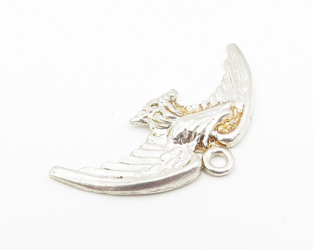 925 Sterling Silver  Vintage Shiny Flying Eagle Motif Drop Pendant  PT8248