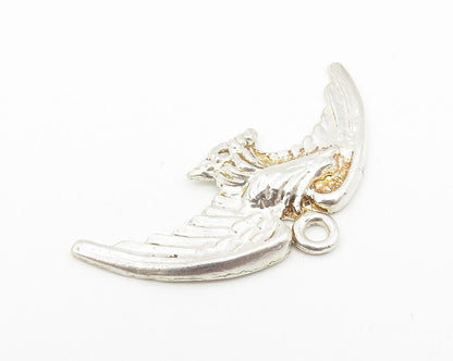 925 Sterling Silver  Vintage Shiny Flying Eagle Motif Drop Pendant  PT8248