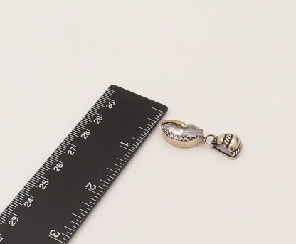 14K GOLD & 925 Silver  Vintage 2 Tone Marquise Cubic Zirconia Pendant  PT21954