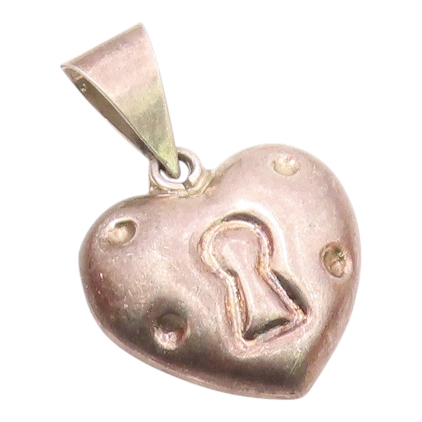 MEXICO 925 Sterling Silver  Vintage Hollow Love Heart Lock Pendant  PT20337