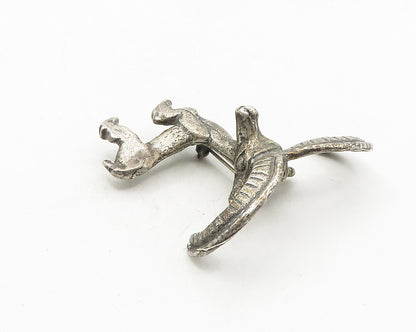 MMA 925 Sterling Silver  Vintage Antique Oxidized Ram Animal Brooch Pin BP4042