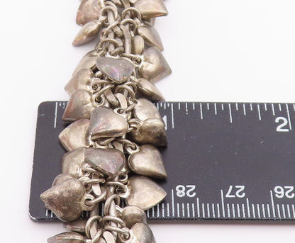 925 Sterling Silver Vintage Bracelet Chunky Love Heart Cascade Chain  BT12205
