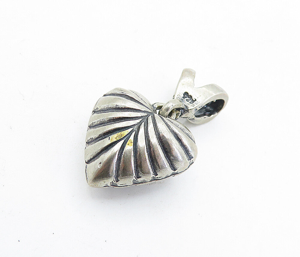 925 Sterling Silver  Vintage Dark Tone Hollow Love Heart Drop Pendant  PT3502
