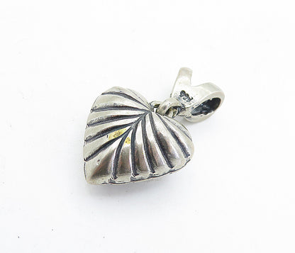 925 Sterling Silver  Vintage Dark Tone Hollow Love Heart Drop Pendant  PT3502