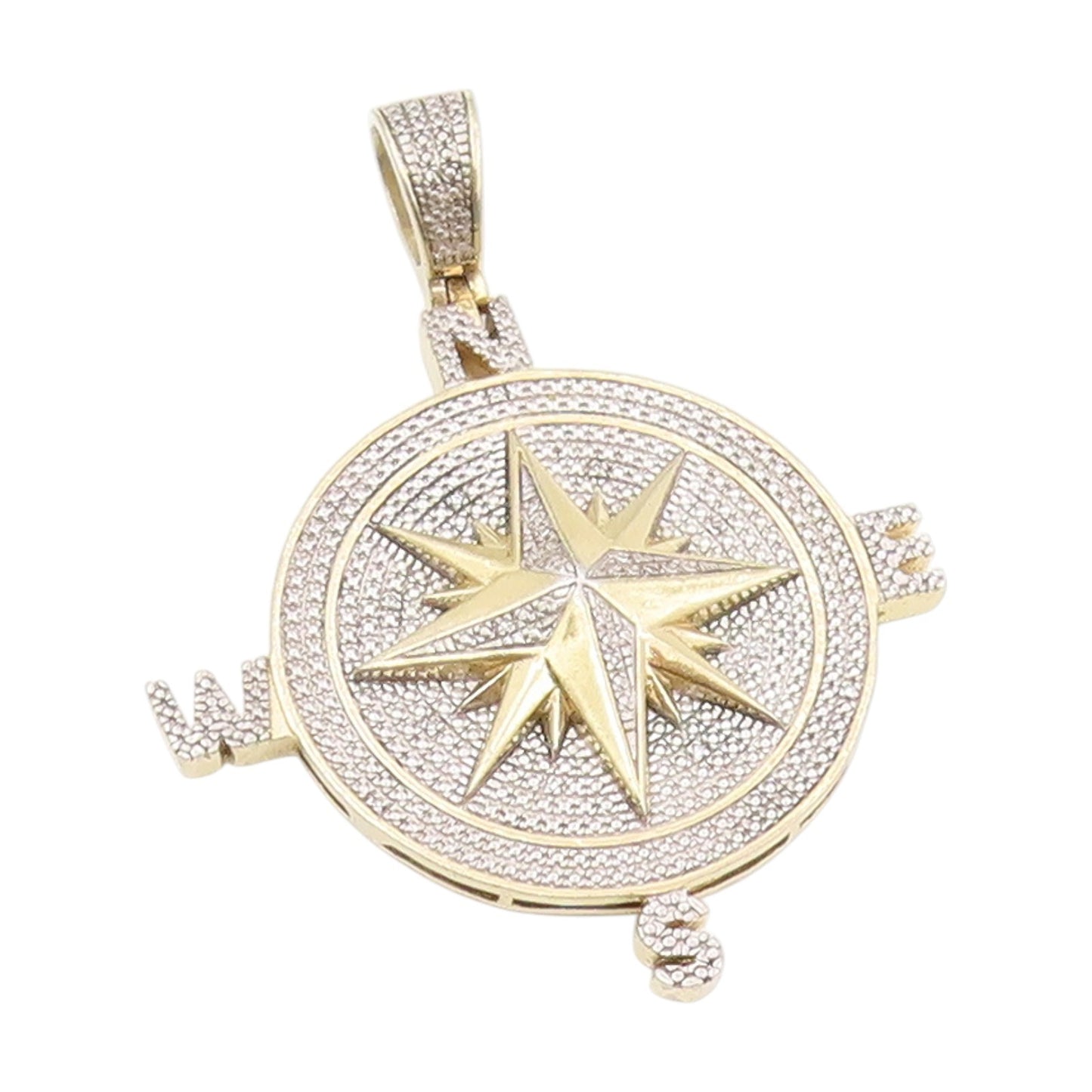 925 Sterling Silver Vintage Pendant Two Tone Nautical Compass Medallion  PT25690