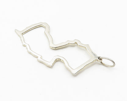 TAHARA 925 Sterling Silver  Shiny Simple State Outline Drop Pendant  PT8335