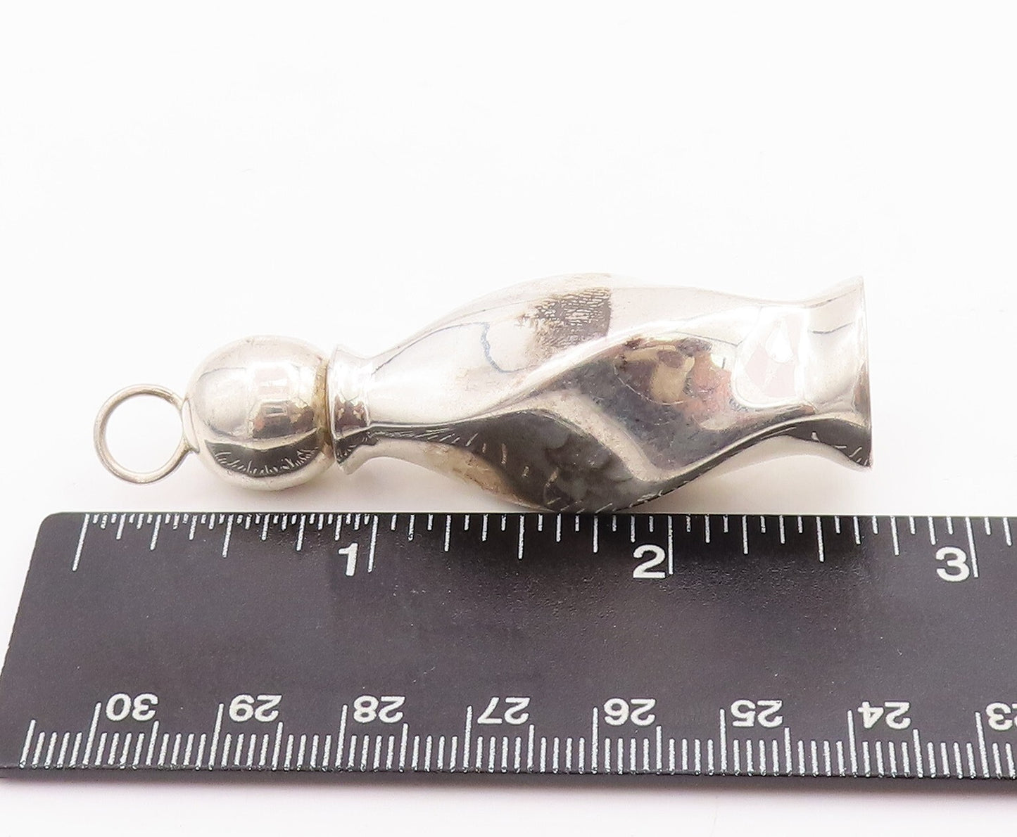 925 Sterling Silver Vintage Pendant MEXICO Puffed Perfume Bottle (OPENS) PT23359