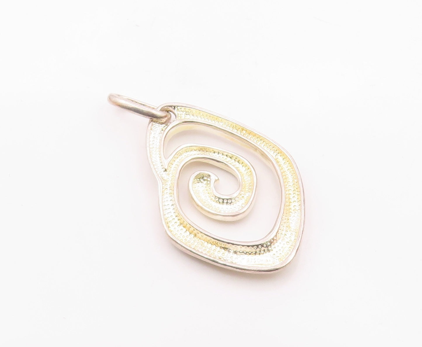 925 Sterling Silver  Vintage Minimalist Carved Spiral Cutout Pendant  PT20982