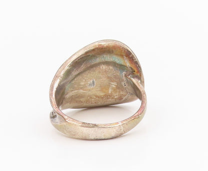 925 Sterling Silver Vintage Ring Modernist Ribbed Dome Band  Sz 8  RG34304