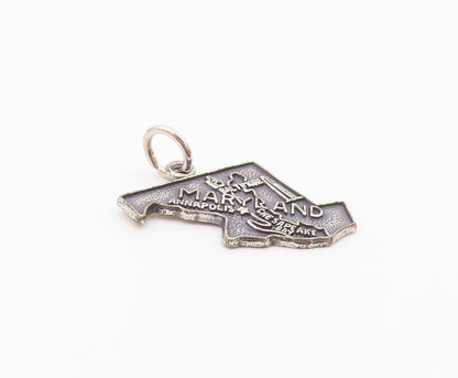 925 Sterling Silver  Vintage Maryland State Souvenir Pendant  PT21206