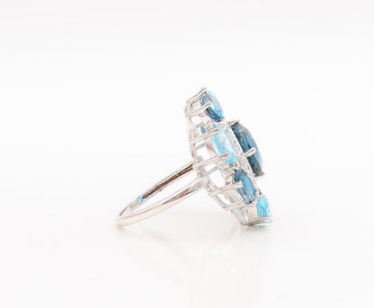 925 Sterling Silver Vintage Ring Two Tone Topaz Beaded Star  Sz 7  RG29266