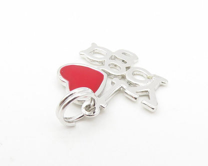 925 Sterling Silver  Shiny Enamel Detail I Love Yoga Drop Pendant  PT9101