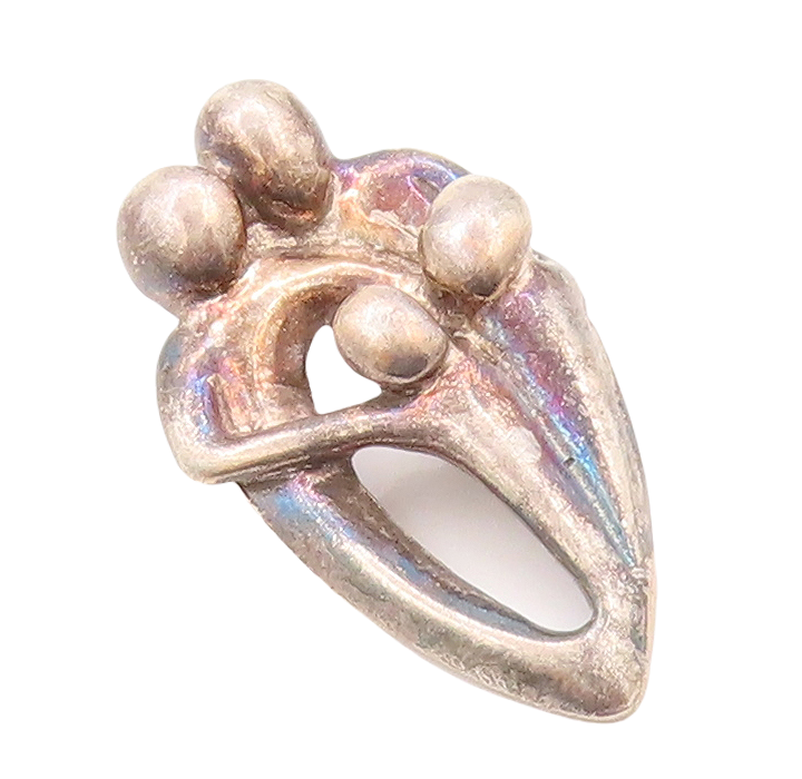 925 Sterling Silver Vintage Pendant Dark Tone Happy Community Cutout  PT23617
