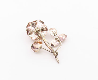 MEXICO 925 Sterling Silver  Vintage Sculpted Single Flower Brooch Pin  BP6592