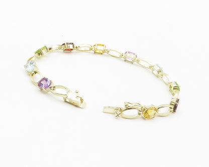 925 Silver  Amethyst Topaz Peridot Garnet & Citrine Chain Bracelet  BT5679