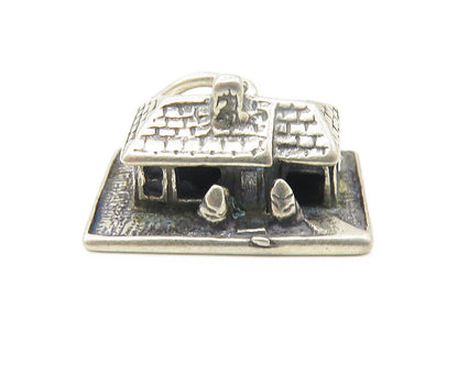 925 Sterling Silver  Vintage Petite Dark Tone House & Lawn Pendant  PT8731