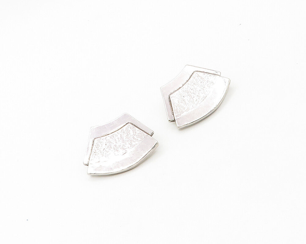 DESIGNER 925 Silver  Vintage Shiny Modernist Non Pierce Drop Earrings  EG9010