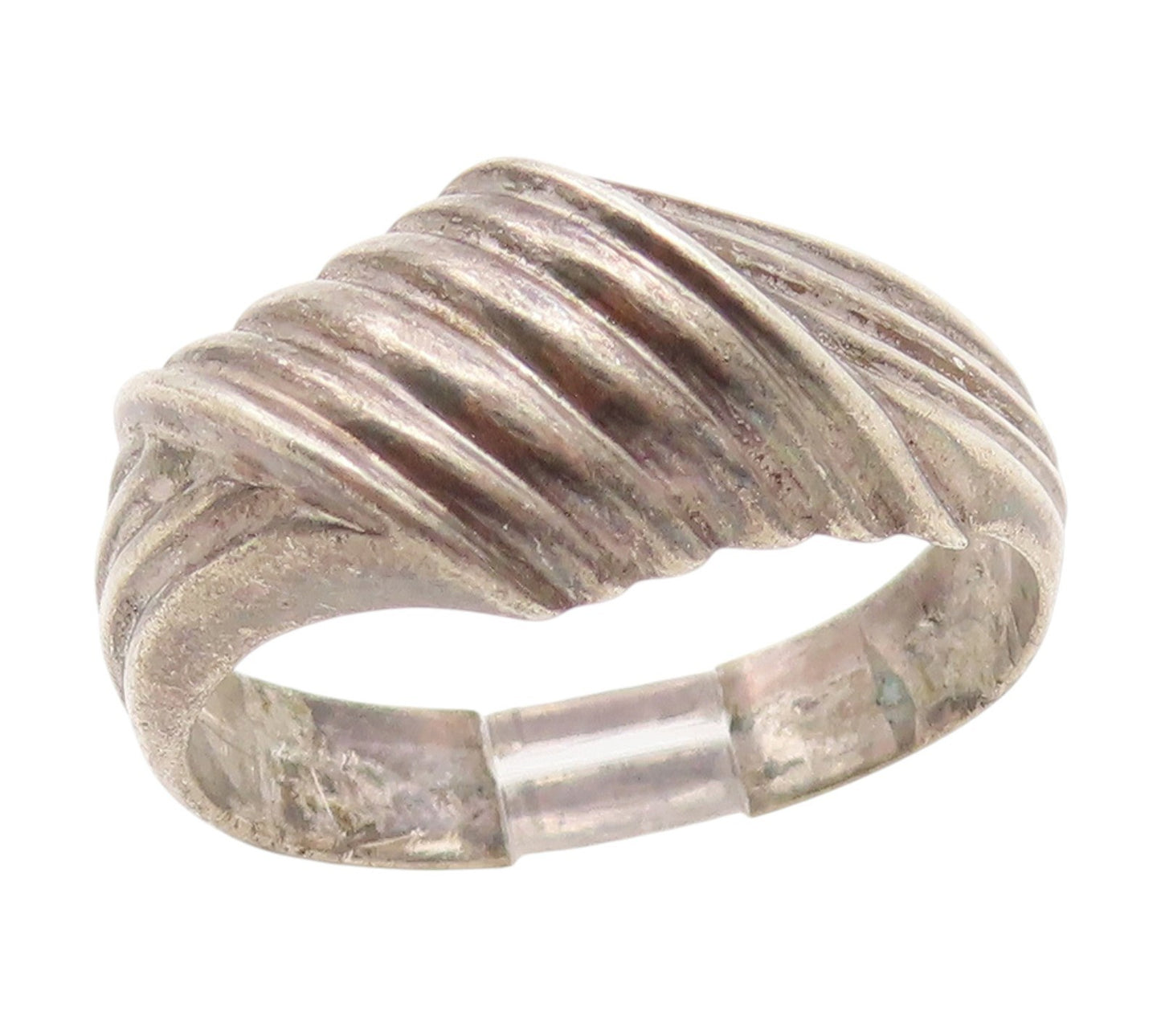 925 Sterling Silver Vintage Ring Modernist Ribbed Wave Band  Sz 10.5  RG34908