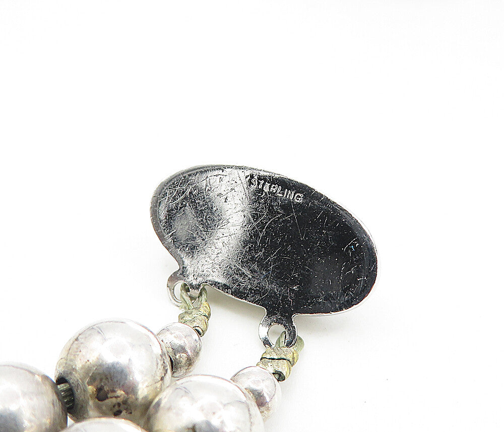 DESIGNER 925 Sterling Silver  Vintage Modernist Sculpted Chain Necklace NE1565